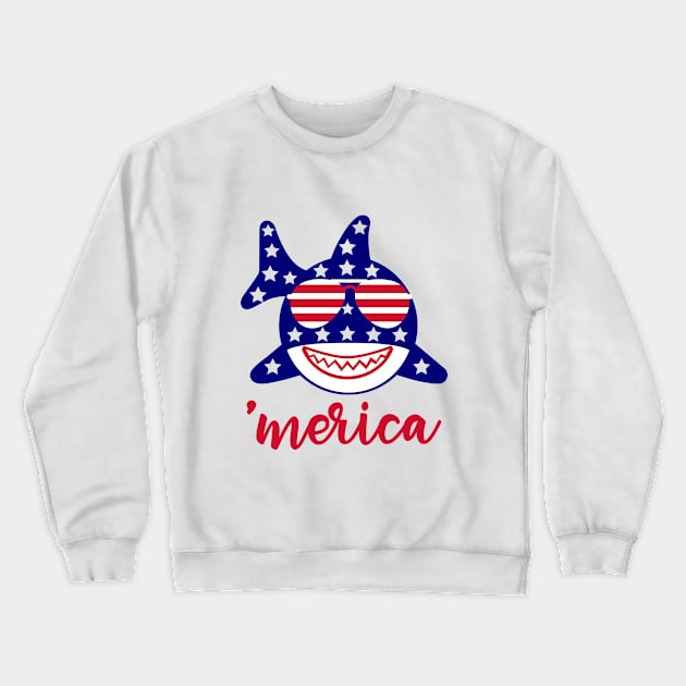 Baby Shark America 4th July Crewneck Sweatshirt by PrintcoDesign